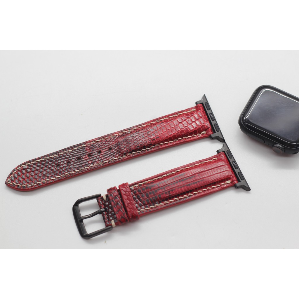 [CAO CẤP] Dây Apple Watch, dây da Kỳ Đà dành cho apple watch size 38/40/42/44 nhiều màu Phối CHỈ TRẮNG, bh 6 tháng
