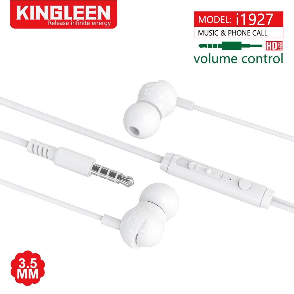 TAI NGHE CÓ MIC ĐIỆN THOẠI , MÁY TÍNH ,NHÉT TAI,EARPHONE KINGLEEN 1.2M I1927 , I1931 TRẮNG