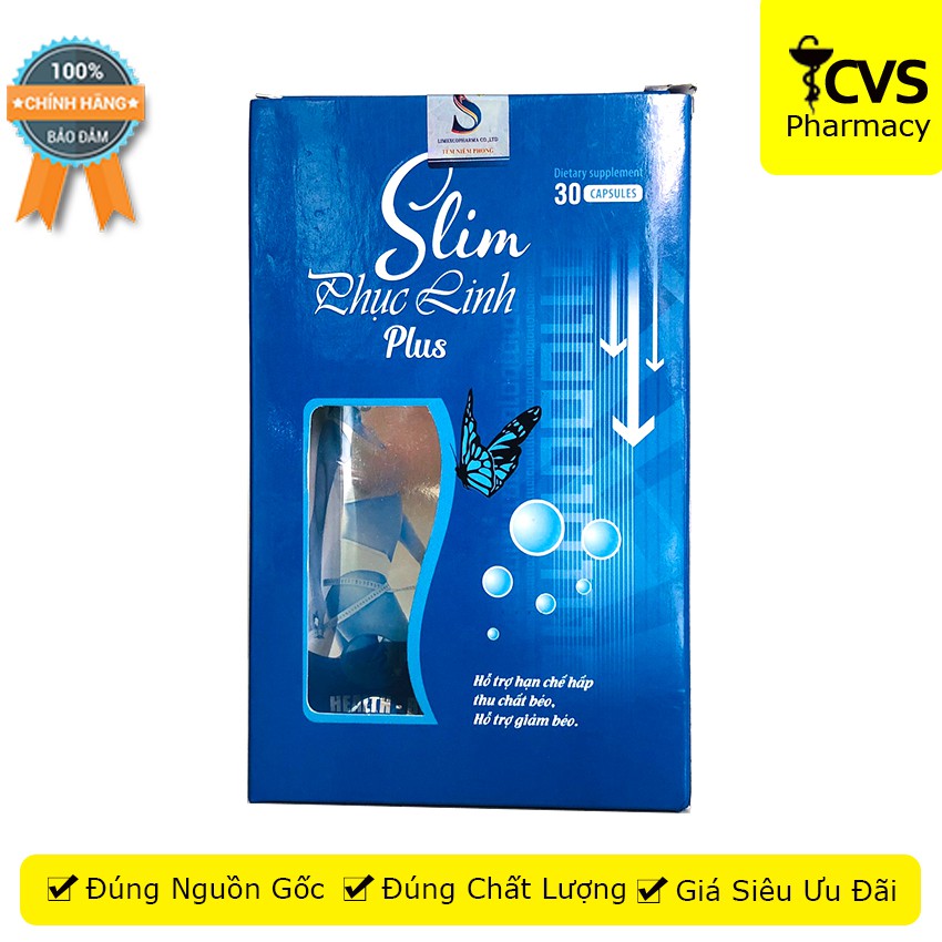 Slim Phục Linh Plus Hộp 30 viên uống, giảm béo không mệt mỏi, trẻ đẹp da, giảm cân an toàn, hiệu quả cvspharmacy