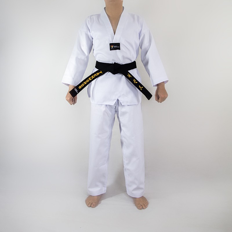 Võ Phục Taekwondo Cổ Trắng Vải Kaki Dày