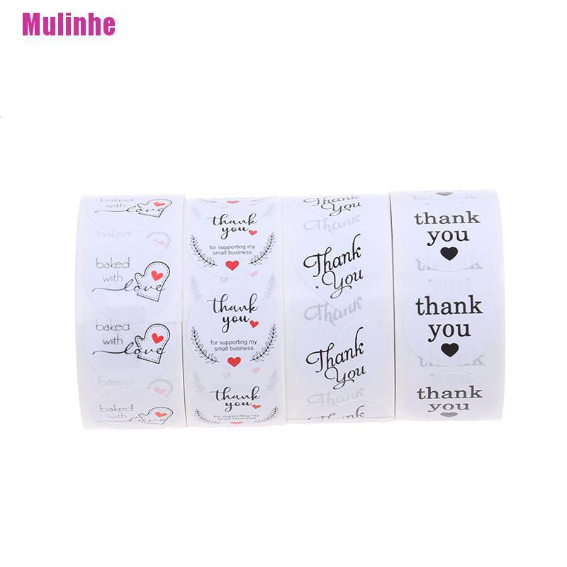Cuộn 500 Nhãn Dán Niêm Phong Bao Bì Hình Tròn In Chữ THANK YOU Độc Đáo Tiện Dụng