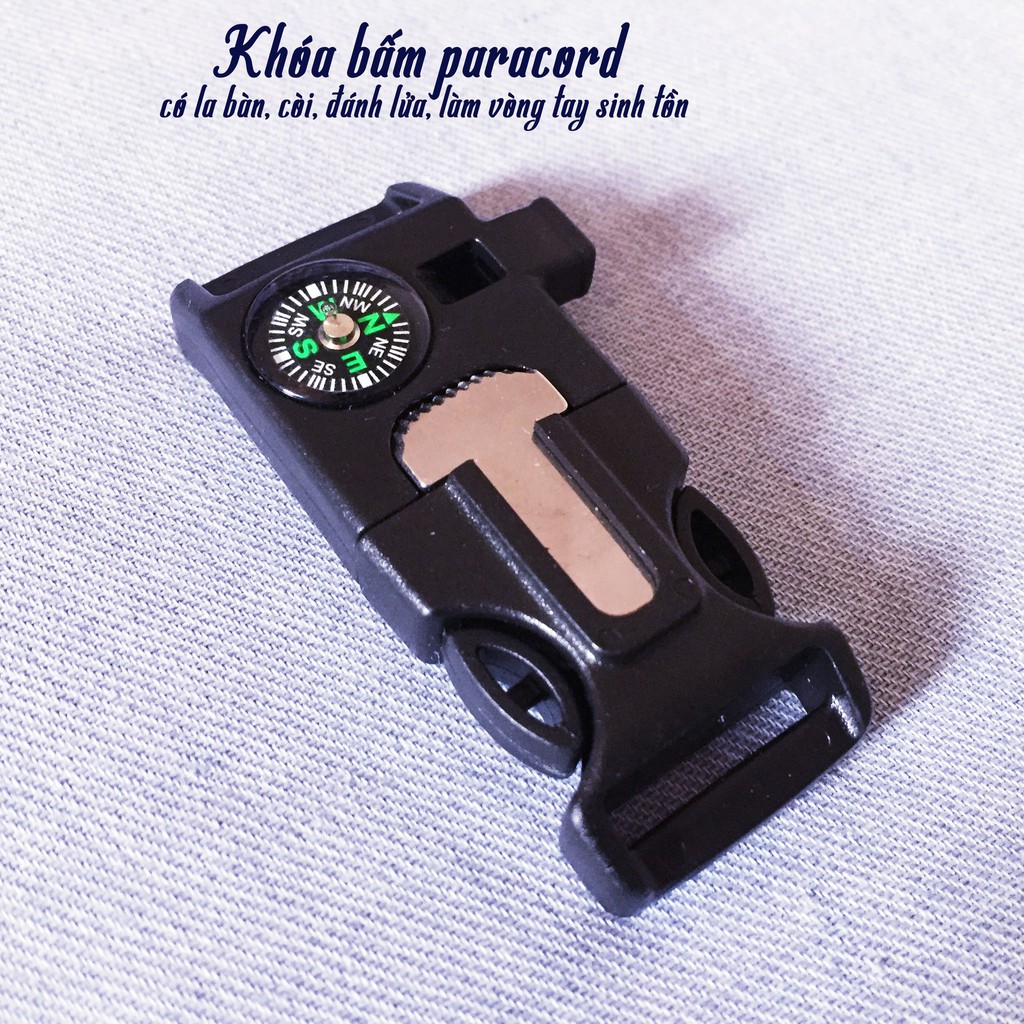 Khóa Paracord Có La Bàn, Còi, Đánh Lửa Làm Vòng Tay Sinh Tồn