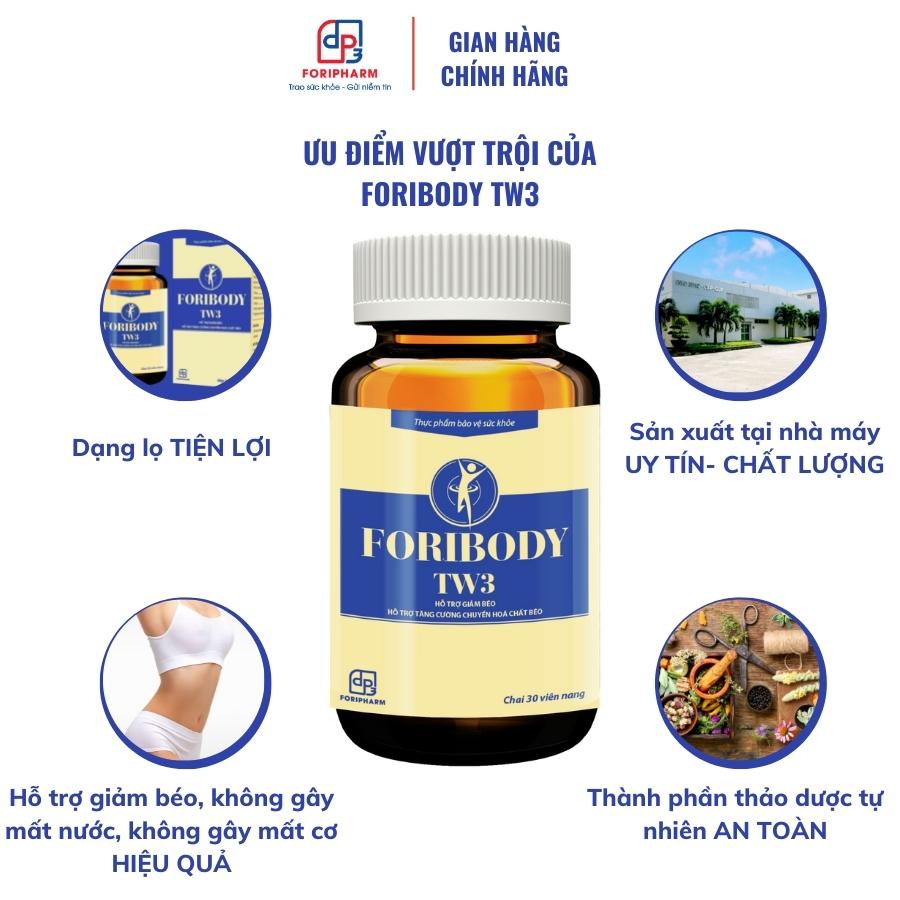 FORIBODY TW3 - Hỗ trợ giảm béo và tăng cường chuyển hóa chất béo - Hộp 30 viên - Dược phẩm Trung Ương 3