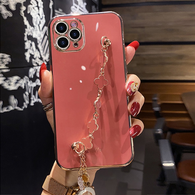 Ốp Điện Thoại Mềm Có Vòng Đeo Tay May Mắn Cho iPhone 13 12 11 Pro Max X XS XR 7 8 6 6S Plus