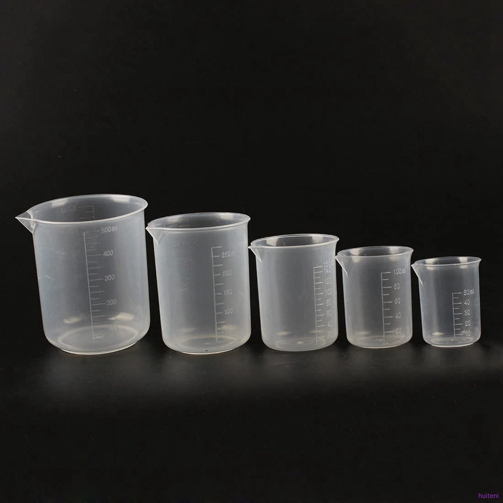 Set 5 Cốc Đo Lường Bằng Nhựa Chuyên Dụng Cho Phòng Thí Nghiệm