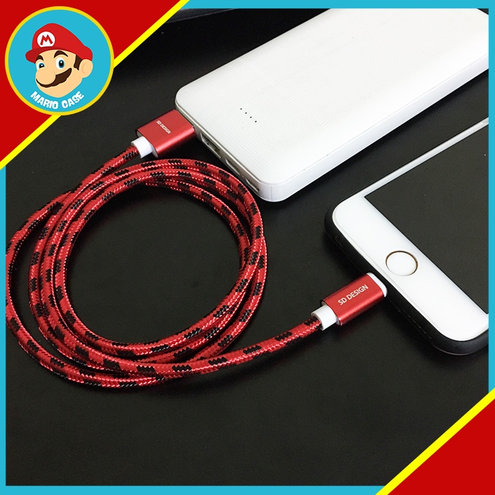 Dây cáp sạc chân ,micro bọc dù SD DESIGN L1 cho ip,samsung,xiaomi,… Mario Case