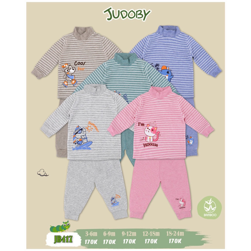 Judoby - Bộ cổ lọ 3p chất Bamboo sợi tre siêu mềm mịn cho bé 6-24 tháng JB417
