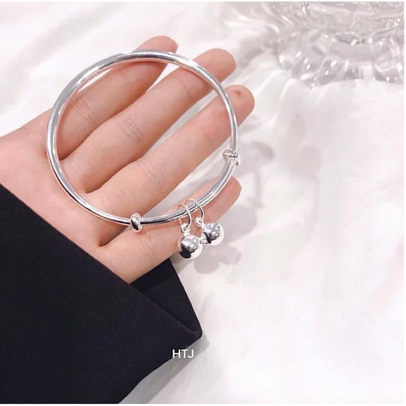 VÒNG TAY BẠC TAY KÈM CHUÔNG CHO NỮ CỰC XINH- LẮC BẠC TA