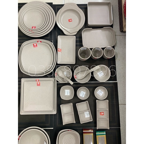 Bát đĩa phíp Thái Lan Không Vỡ 100% MELAMINE màu đất sáng