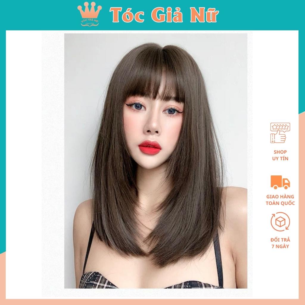 Tóc giả nguyên đầu cúp tự nhiên 35cm, tăng kèm lướ trùm, 6104