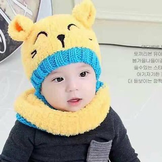 Mũ + khăn len xù loại đẹp cho bé
