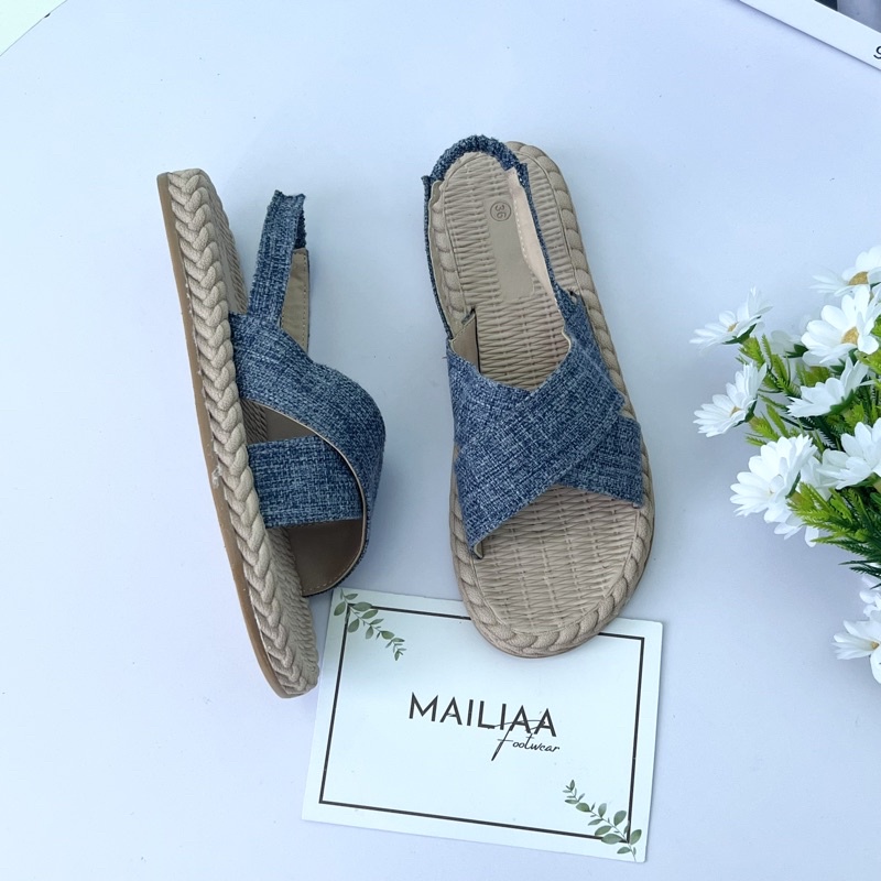 Sandal nữ đế giả cói, sandal nữ, sandal quai chéo nữ MAILIAA quai chéo vải mềm đi biển, đi học, đi chơi