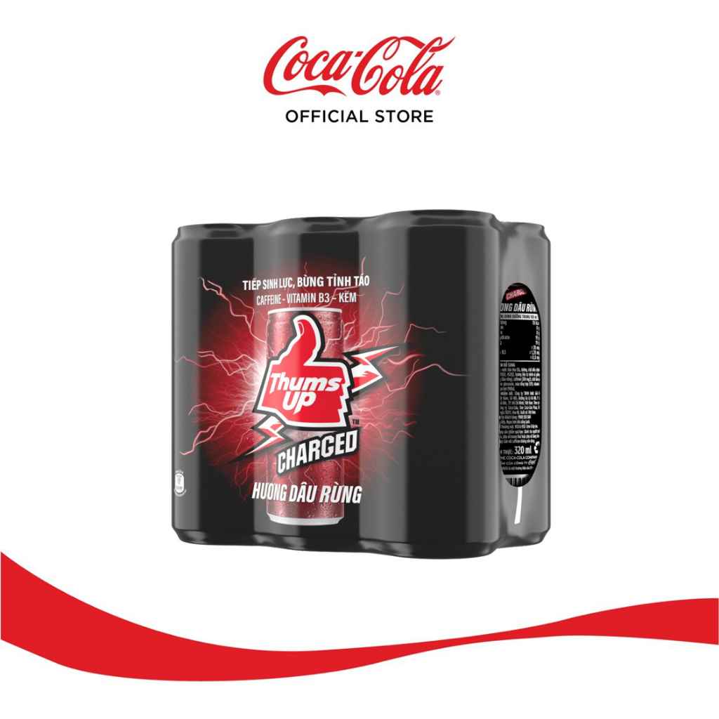 Lốc/Thùng 24 Lon Nước Giải Khát Thums Up Charged Hương Dâu Rừng 320ml x 24