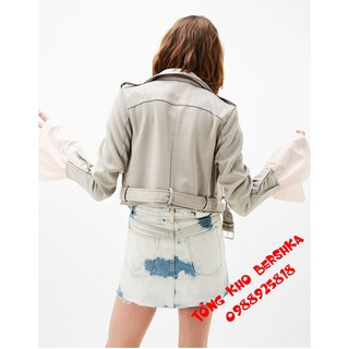 Áo Biker jacket Da lộn B S K 2017 (XÁM)