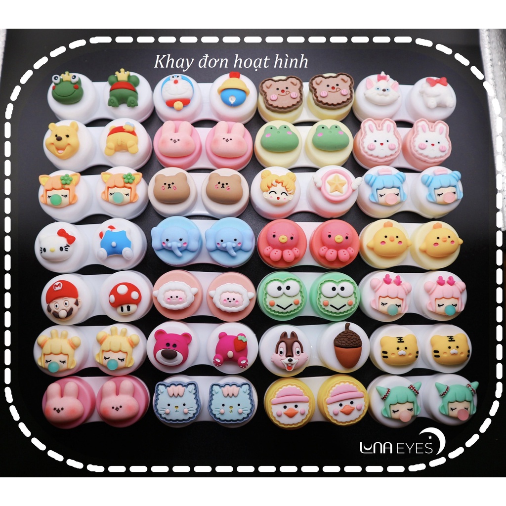 Khay đơn Hoạt Hình LUNA EYES kèm dụng cụ đeo lens