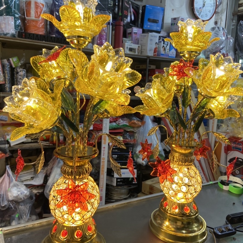 ĐÈN THỜ LỌ HOA 5 BÔNG CAO 50-60-70cm