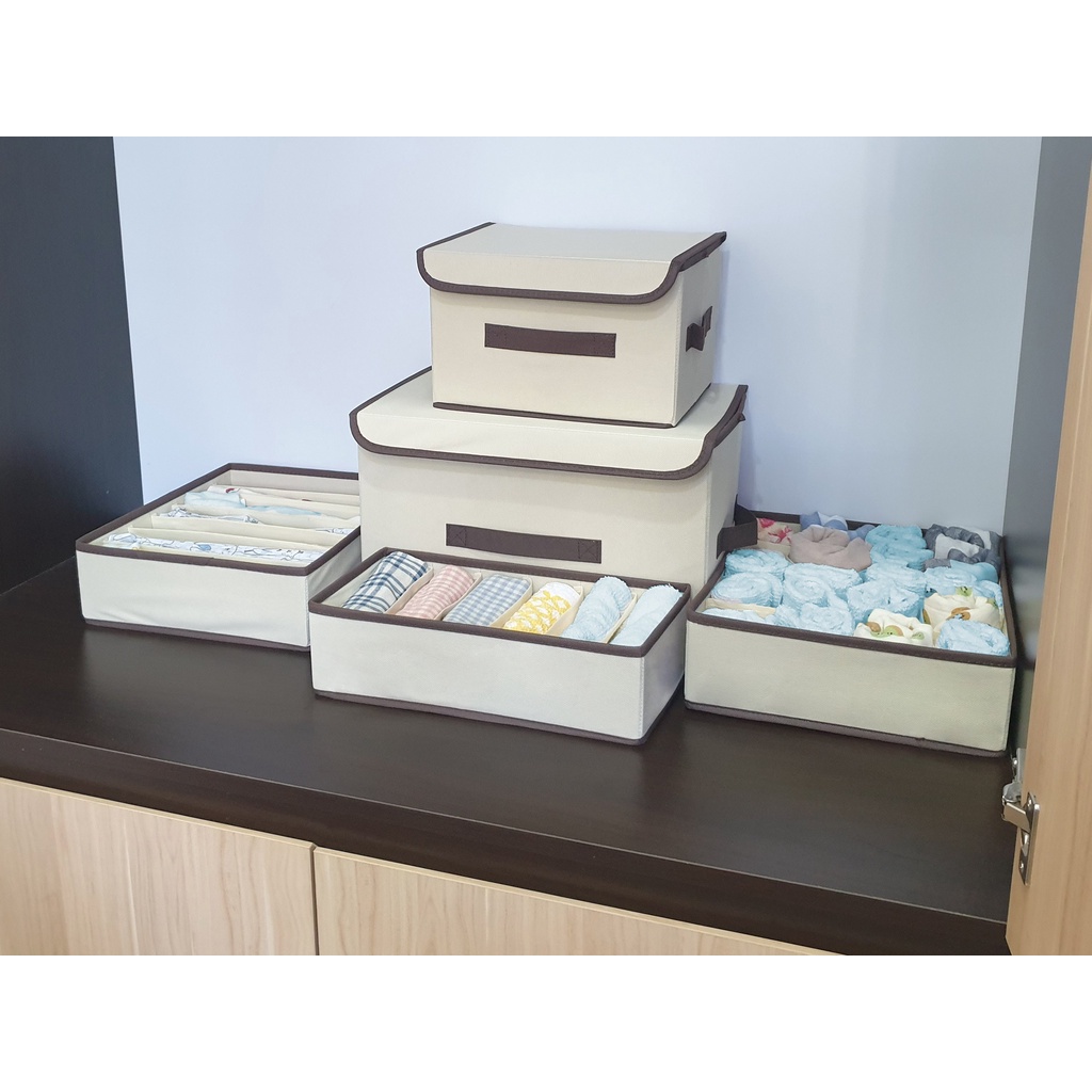 Set 2 hộp đựng đồ vải không dệt cao cấp - 2P - Phong cách Nhật Bản chắc chắn, bền, đẹp