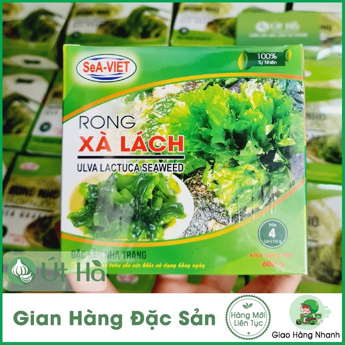 Rong Xà Lách SeA-VIET Hộp 600gr 4 Gói Rong Biển Tự Nhiên - Út Hà Đặc Sản