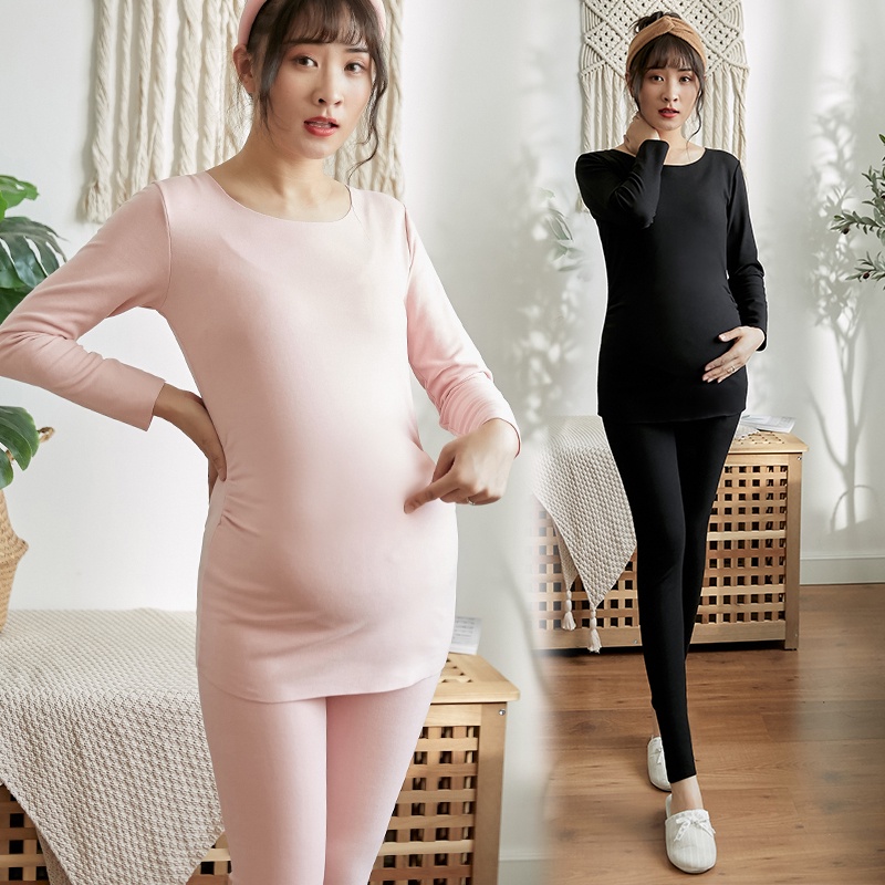 Bộ Đồ Ngủ Vải Nhung Dày Dặn Giữ Ấm Mùa Thu Đông Cho Phụ Nữ Mang Thai