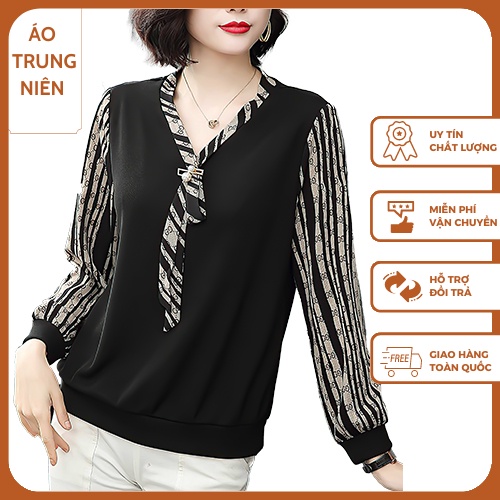 Áo Tay Dài Voan Kiểu Đẹp Sang Trọng Hàng Việt Nam Cho Mẹ Và Người Trung Tuổi Từ 35 Thời Trang Trung Niên Như Thủy LE117