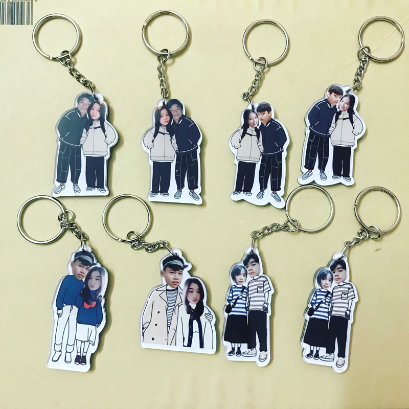 Móc khoá đôi, móc khoá in hình đôi - Ghép chibi miễn phí