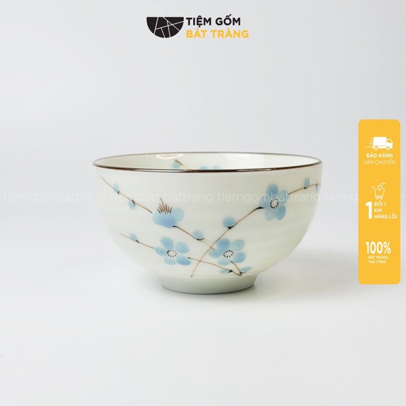 Bát Cơm Chén Ăn Cơm Sứ Bát Tràng Men Kem Hoạ Tiết Vẽ Tay Nhiều Mẫu