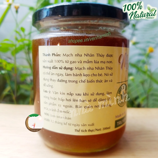 MẠCH NHA ĐƯỜNG HỮU CƠ NGUYÊN CHẤT NHÂN THÙY 200ML Vị ngọt truyền thống làm kẹo bánh, nấu chè