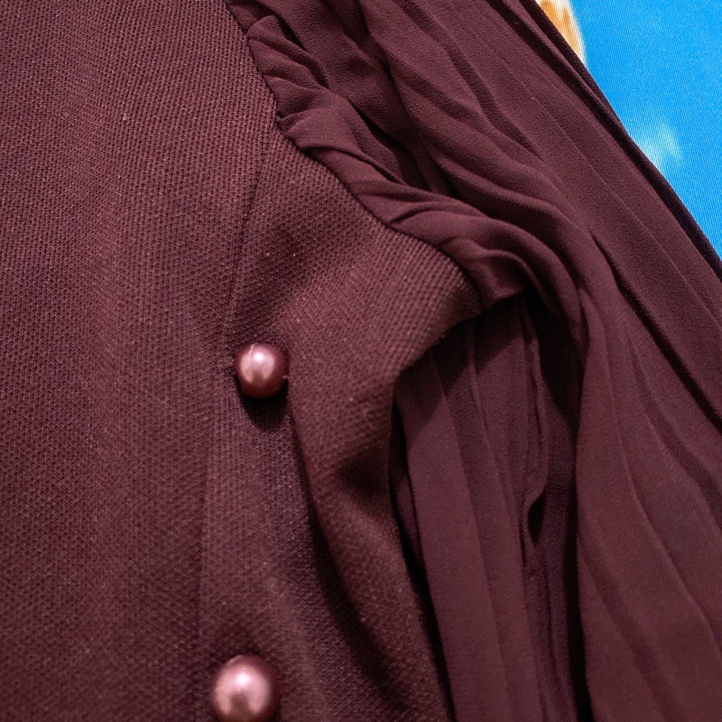 Size XL đầm thun đỏ đô suông tay voan xếp li hạt 2 bên | BigBuy360 - bigbuy360.vn