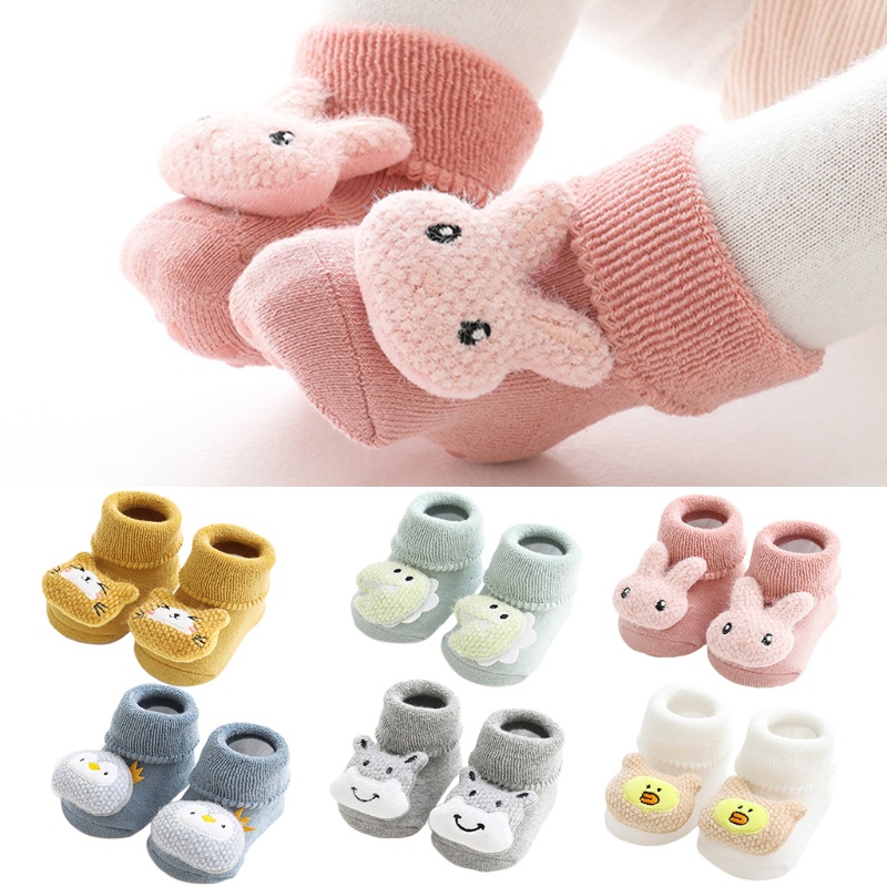 Tất cotton cổ cao màu trơn giữ ấm mùa thu đông cho bé gái 0-3 tuổi