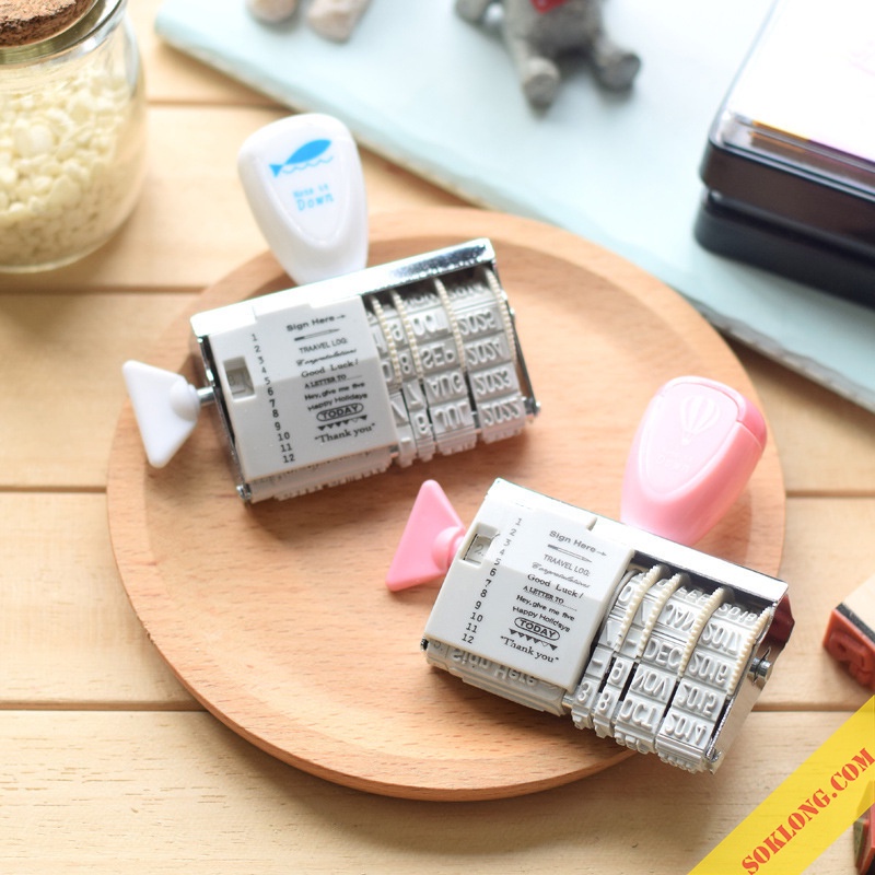 Con dấu in ngày tháng năm + chữ quotes thông điệp vintage trang trí bullet journal [SOKLONG], sổ tay