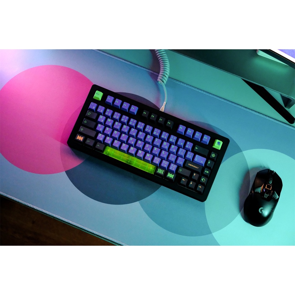 129 Phím EVA Keycap Cherry Profile EVANGELION Chủ đề Màu tím PBT Dye SUB Bàn phím cơ học Keycaps