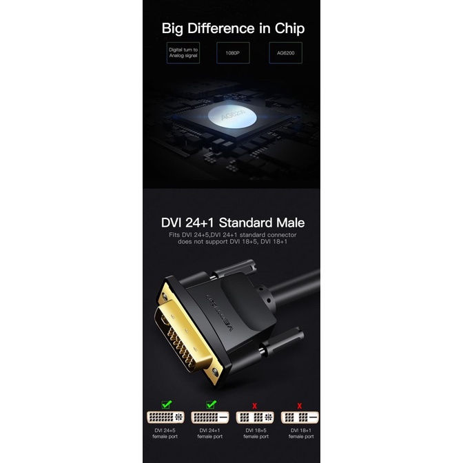 VENTION Thiết bị chuyển đổi lỗ thông gió DVI MALE sang VGA | BigBuy360 - bigbuy360.vn