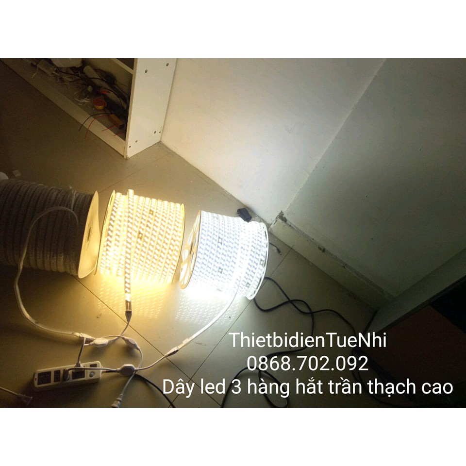 LED Dây hắt trần 2835 3 mắt 1 hàng, màu trắng, vàng(bán theo m, chưa kèm nguồn).