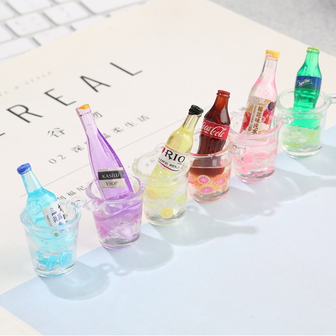 Charm mô hình chai nước ngọt ngâm xô đá cho các bạn trang trí nhà búp bê, làm móc khóa, DIY(SMD-2061)