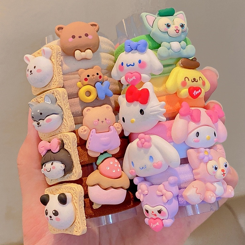 Set 8 chun buộc tóc gắn charm cho bé gái