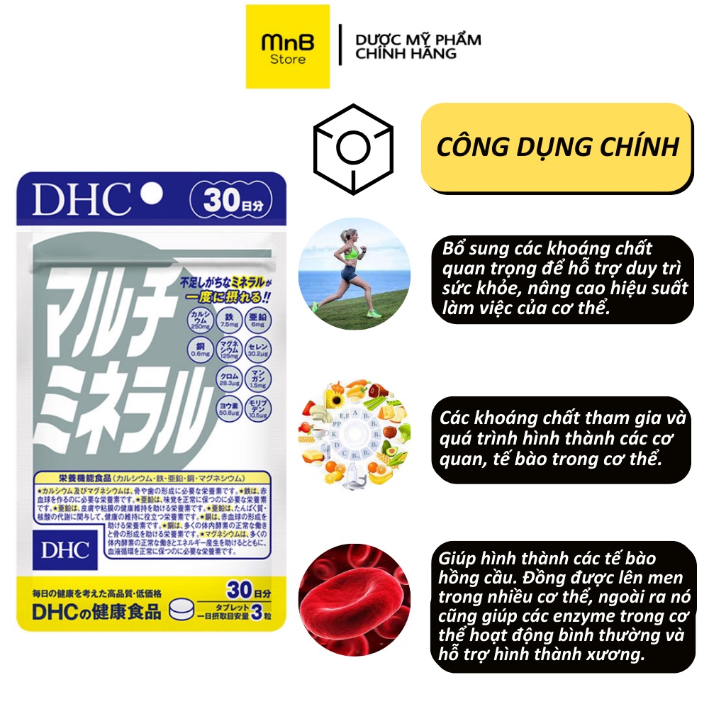 Viên uống khoáng tổng hợp DHC Multi Minerals 30 và 90 ngày nhật bản