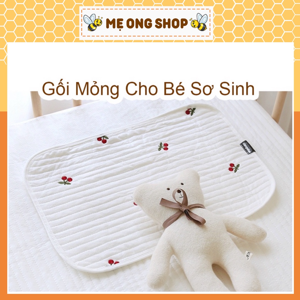 Gối quilting mỏng cho bé Lót gối AIDOULE thêu hoạ tiết cao cấp xuất Hàn cho bé từ sơ sinh 40x25 cm