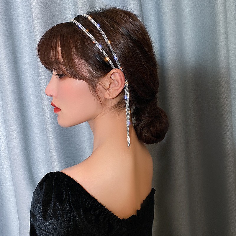 Bán Chạy Băng Đô Cài Tóc Đính Đá Tua Rua Siêu Lấp Lánh Phong Cách Dongdaemun Fairy Mori Thời Trang Hàn Quốc