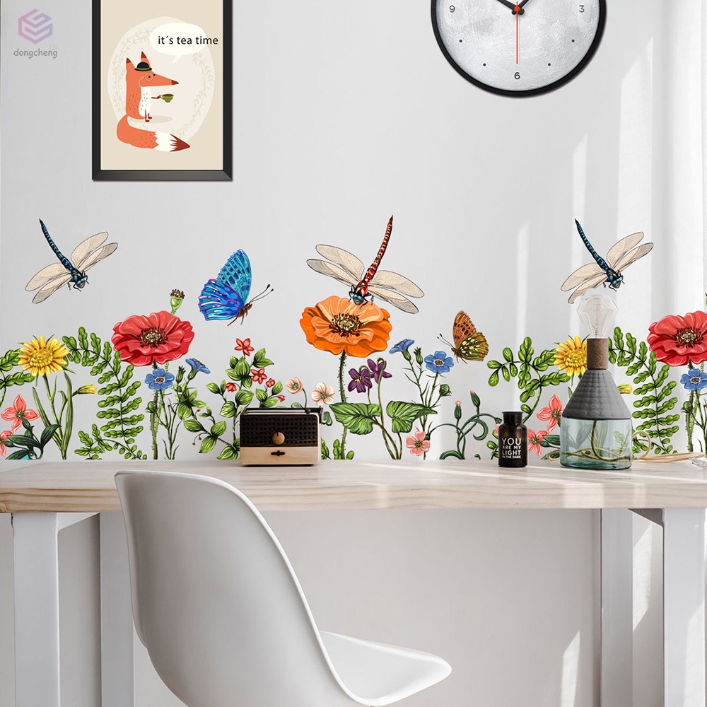 Sticker Dán Tường Họa Tiết Hình Con Chuồn Chuồn Và Con Bướm Dùng Trang Trí Phòng Ngủ Cho Trẻ