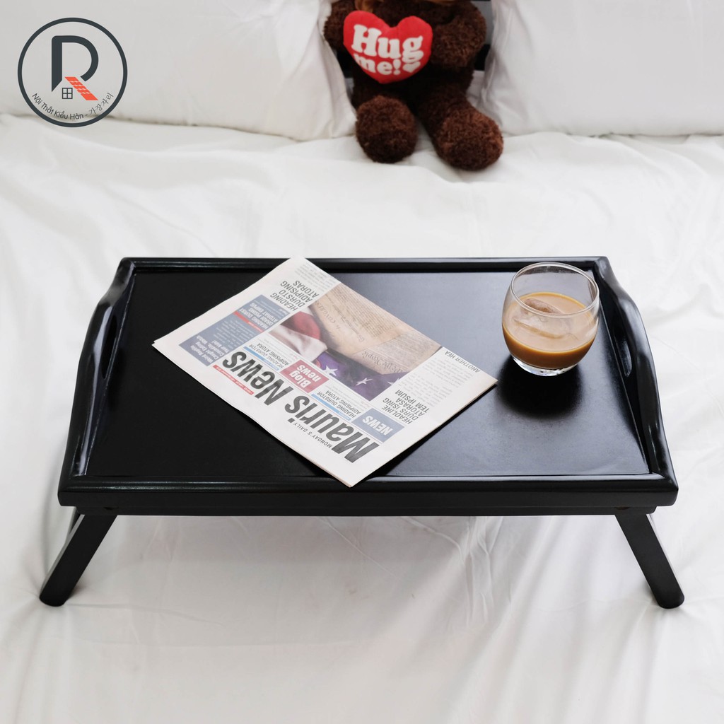 BÀN ĂN MINI ĐEN XUẤT KHẨU HÀN QUỐC - BED TRAY BLACK - NỘI THẤT KIỂU HÀN - 가장자리