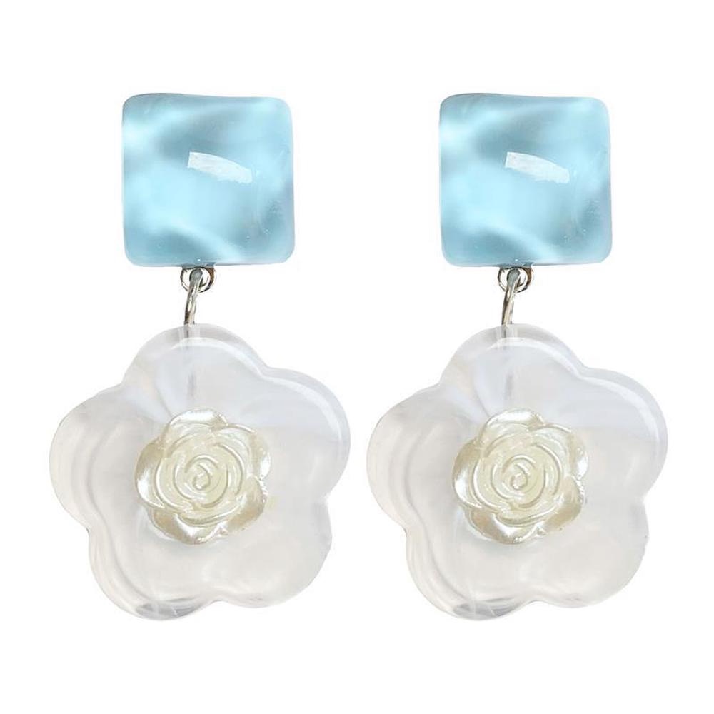 Khuyên Tai Hình Bông Hoa Màu Xanh Dương Xinh Xắn