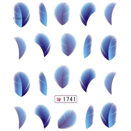 *˚View*✧⁺3D Beauty Leopard Water Transfer Stickers Decoration Nail Art Tips Feather Decals