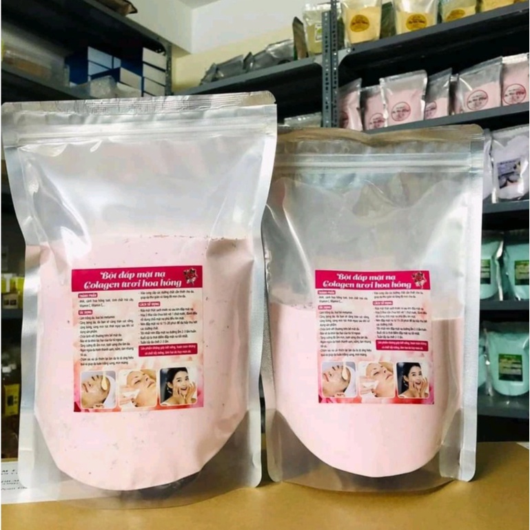 1kg mặt nạ hoa hồng collagen, bạc hà dẻo handmade