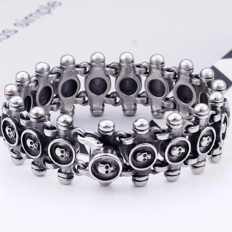 Vòng Đeo Tay Mặt Đầu Lâu 20mm Thời Trang Cá Tính Cho Nam