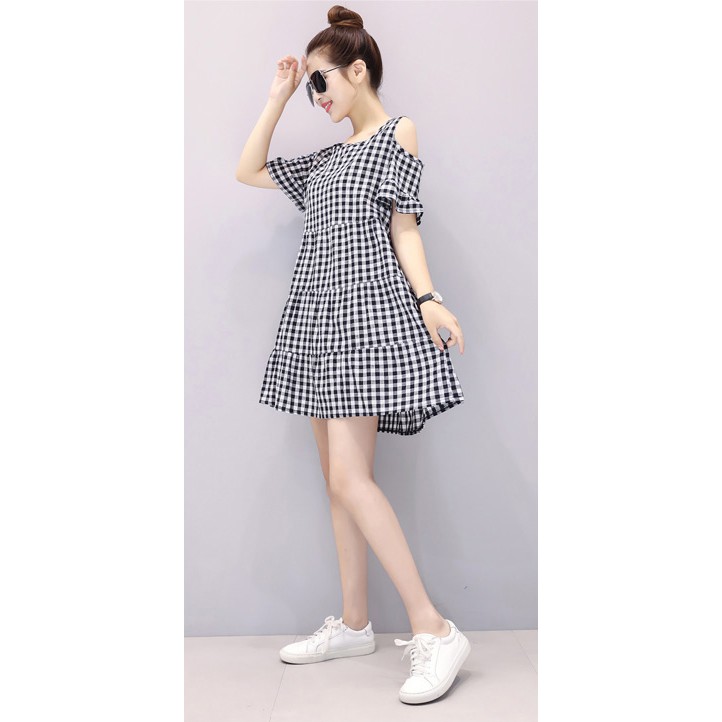 Đầm sọc caro dáng babydoll dễ thương [hàng y hình] 167