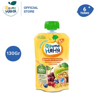 Trái cây nghiền vị táo, quả mọng và yến mạch Fruto Nyanya 130g