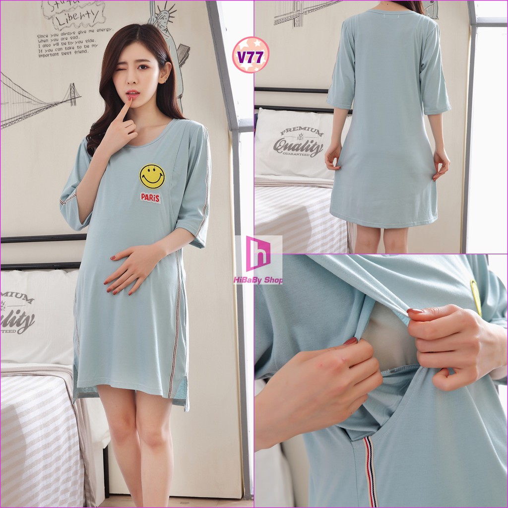 Váy Bầu Sau Sinh Cho Con Bú V77