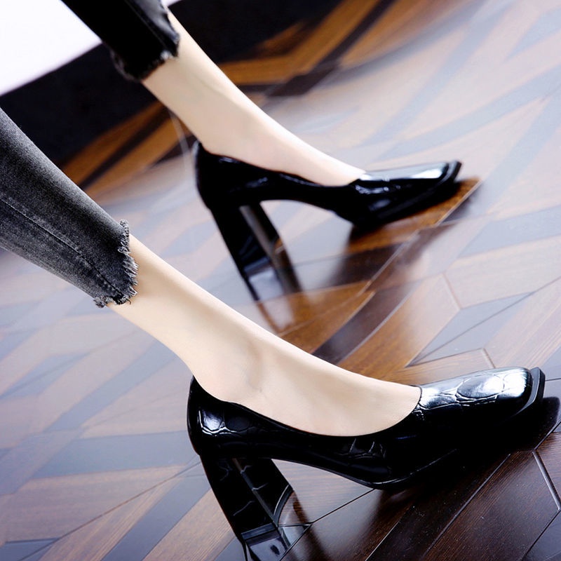 Giày Gót Dày Mũi Vuông Phong Cách Retro Thời Trang Mùa Thu Hàng Mới Dành Cho Bạn Nữ 22 Tuổi