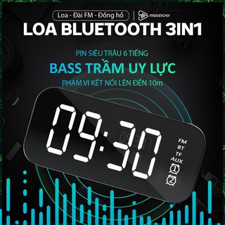Loa Bluetooth màn hình LED BASS CỰC TRẦM uy lực Đài FM tích hợp Đồng hồ báo thức Soi