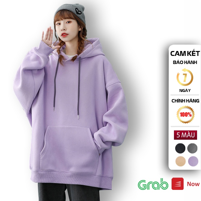 Áo HOODIE Nữ Trơn Vải Nỉ Phom Rộng UNISEX từ 45kg - 90kg HD900N | BigBuy360 - bigbuy360.vn